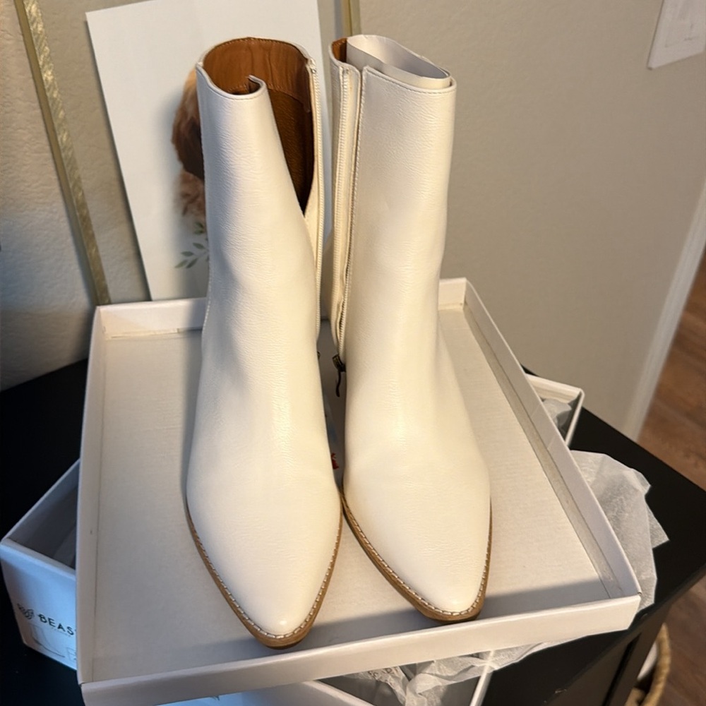 Brand, new beast, fashion, white ankle boots